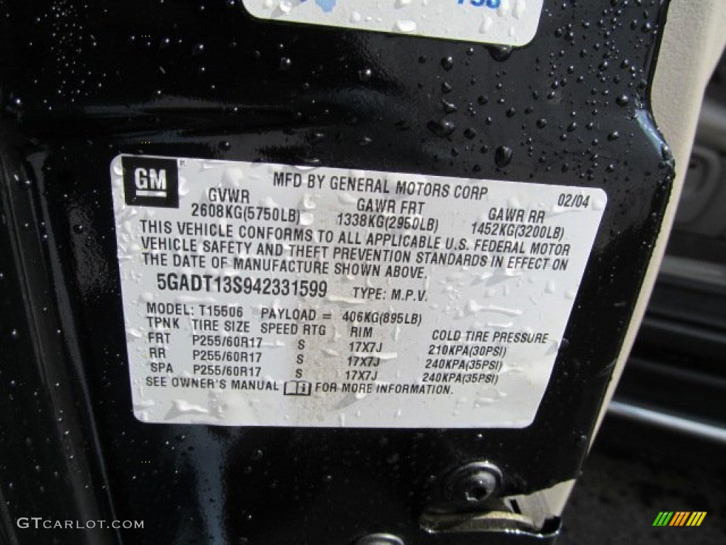 2004 Rainier CXL AWD - Black / Medium Pewter photo #24