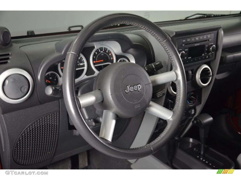 2009 Jeep Wrangler Sahara 4x4 Dark Slate Gray/Medium Slate Gray Steering Wheel Photo #63809148