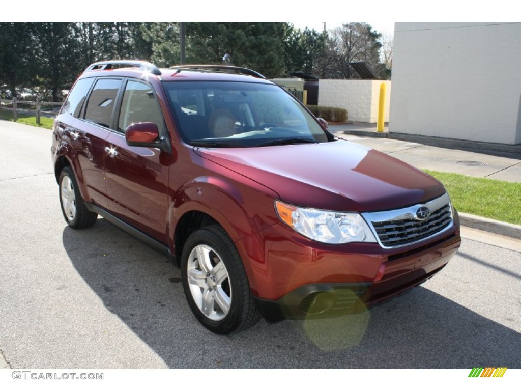 2009 Forester 2.5 X Premium - Camellia Red Pearl / Black photo #1