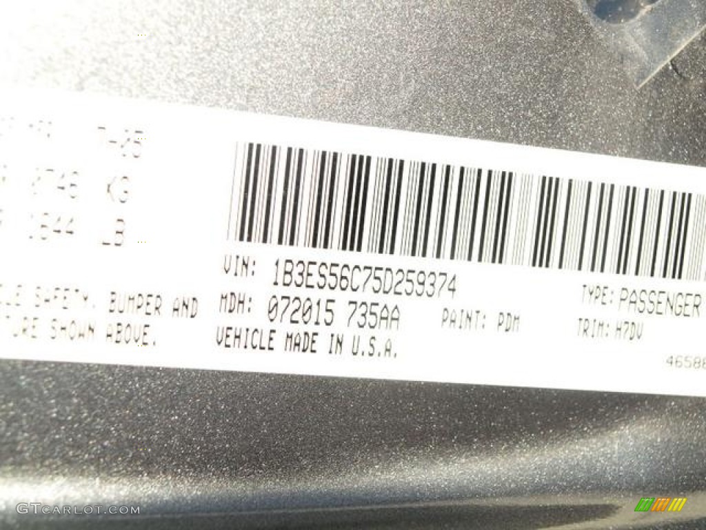 2005 Neon Color Code PDM for Mineral Gray Metallic Photo #63815722