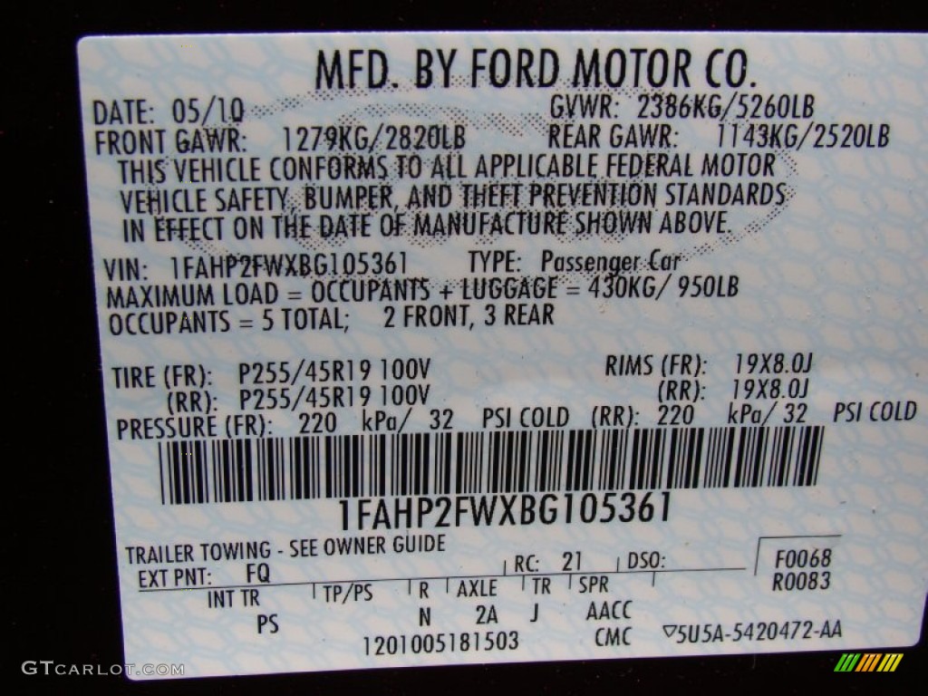 2011 Taurus Color Code FQ for Bordeaux Reserve Red Photo #63818002