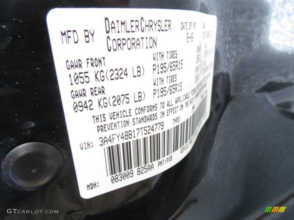 2007 PT Cruiser Color Code PX8 for Black Photo #63823630