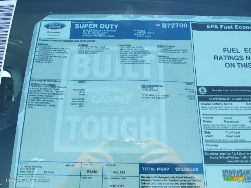 2012 F350 Super Duty XL SuperCab - Oxford White / Steel photo #6