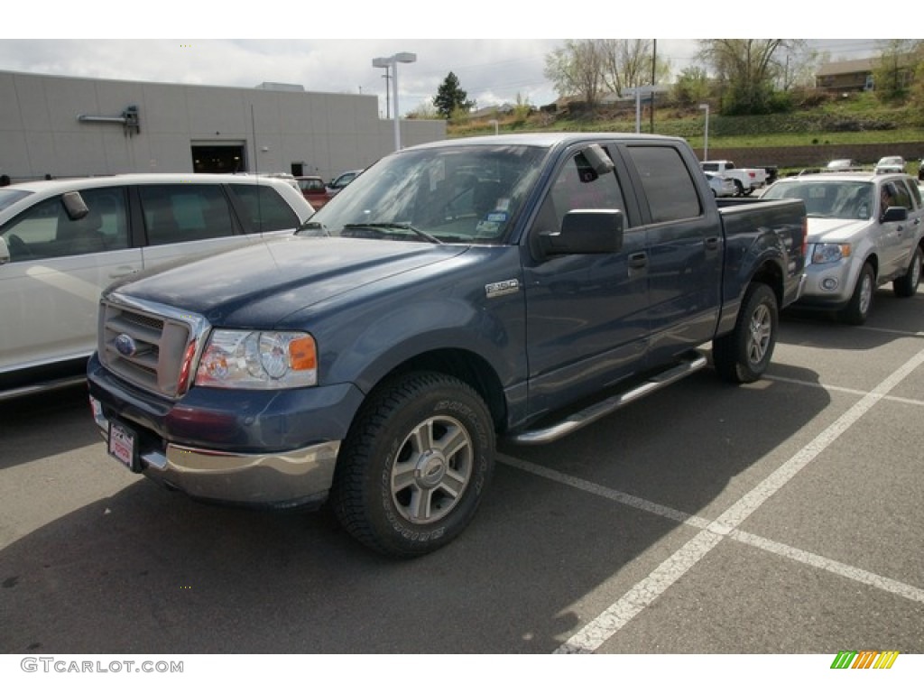 2005 F150 Lariat SuperCrew - Medium Wedgewood Blue Metallic / Tan photo #4