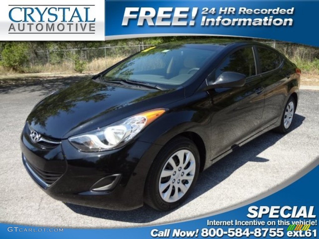2012 Elantra GLS - Black Noir Pearl / Beige photo #1