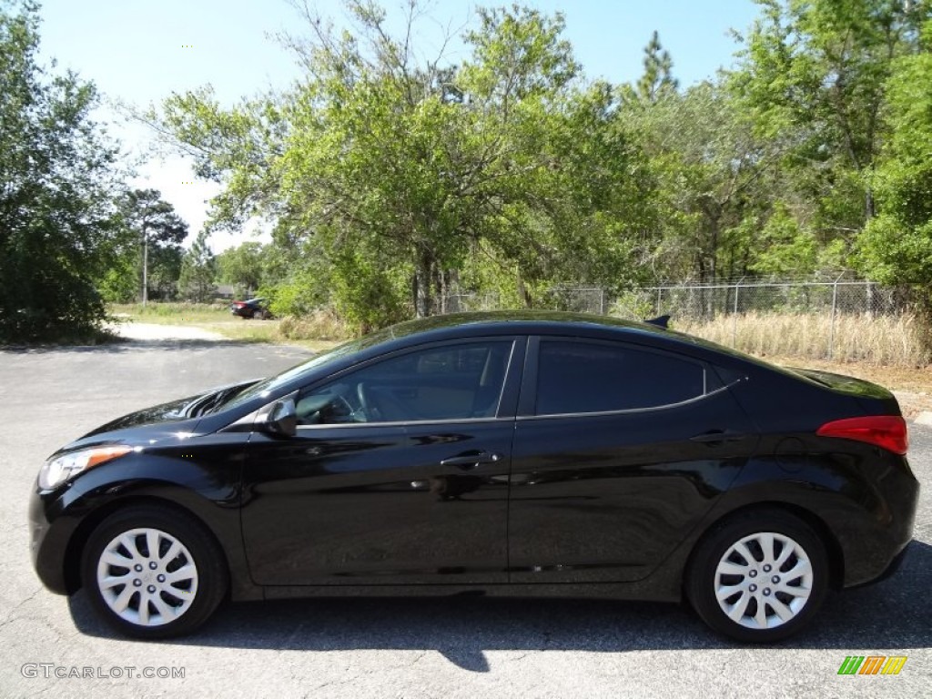 2012 Elantra GLS - Black Noir Pearl / Beige photo #2