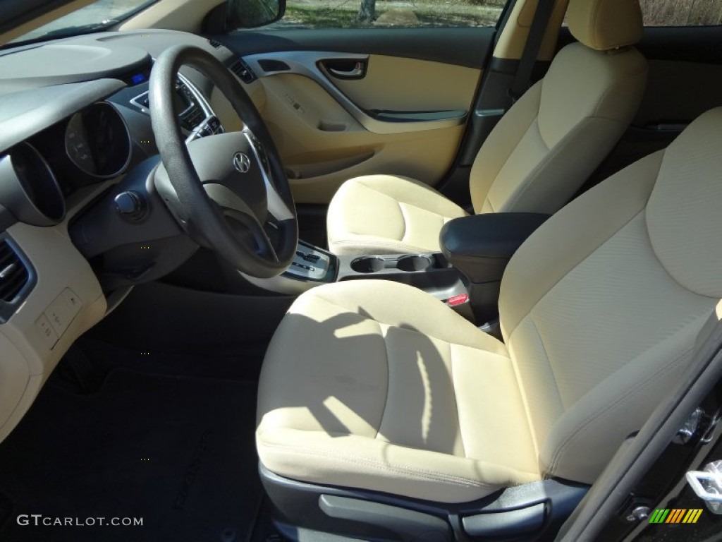 2012 Elantra GLS - Black Noir Pearl / Beige photo #4