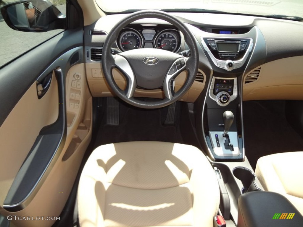 2012 Elantra GLS - Black Noir Pearl / Beige photo #6