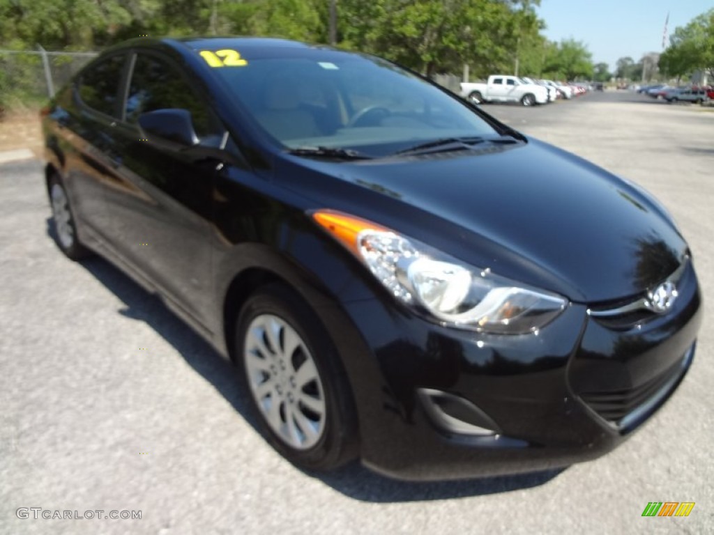 2012 Elantra GLS - Black Noir Pearl / Beige photo #10