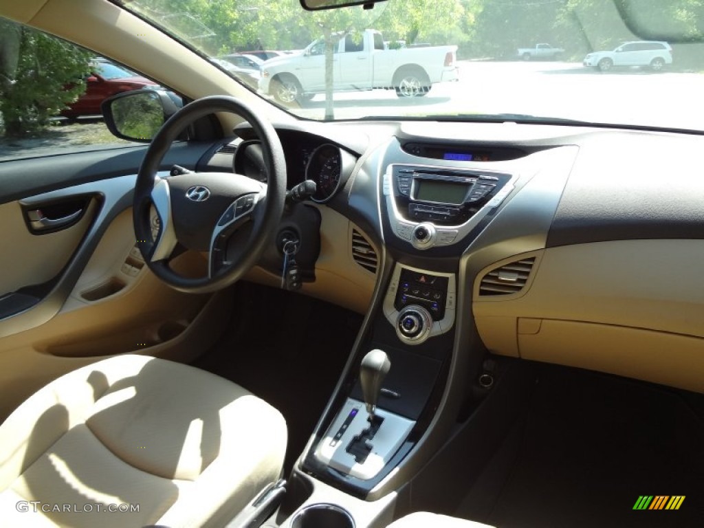 2012 Elantra GLS - Black Noir Pearl / Beige photo #11