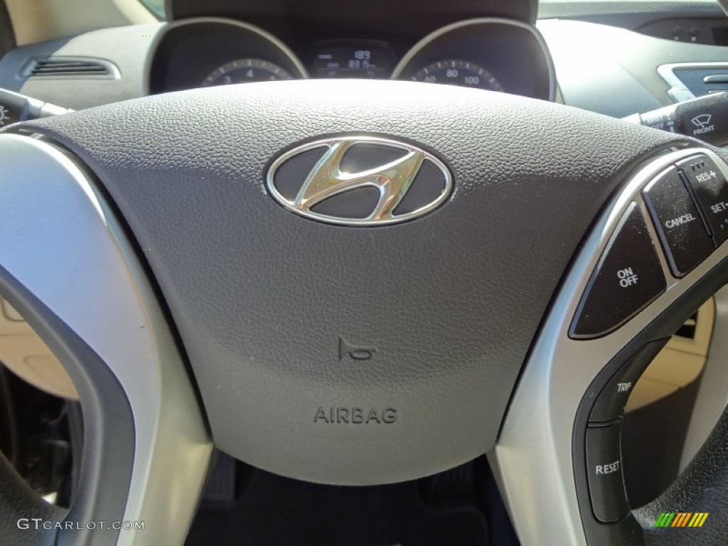 2012 Elantra GLS - Black Noir Pearl / Beige photo #23