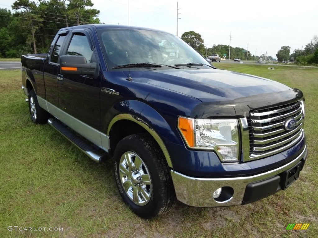 2010 F150 XLT SuperCab - Dark Blue Pearl Metallic / Medium Stone photo #10