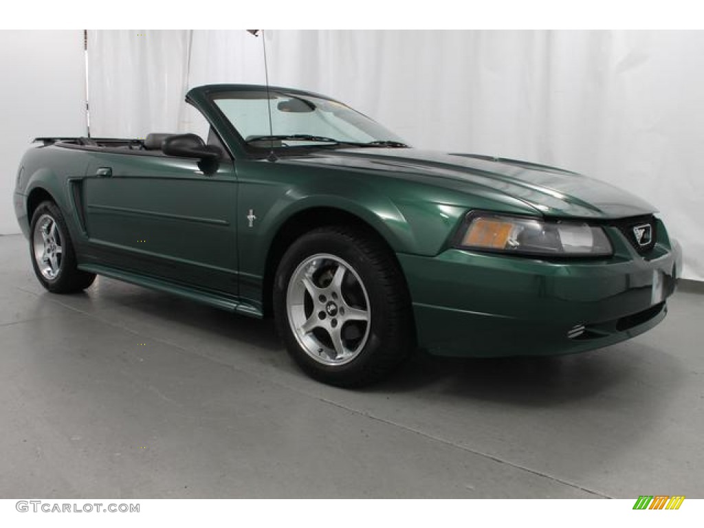 2001 Mustang V6 Convertible - Tropic Green metallic / Medium Graphite photo #4