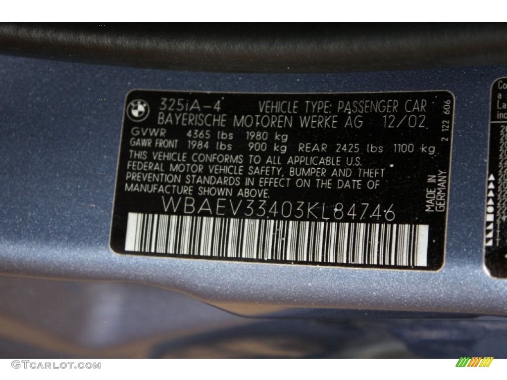 2003 3 Series 325i Sedan - Steel Blue Metallic / Grey photo #25
