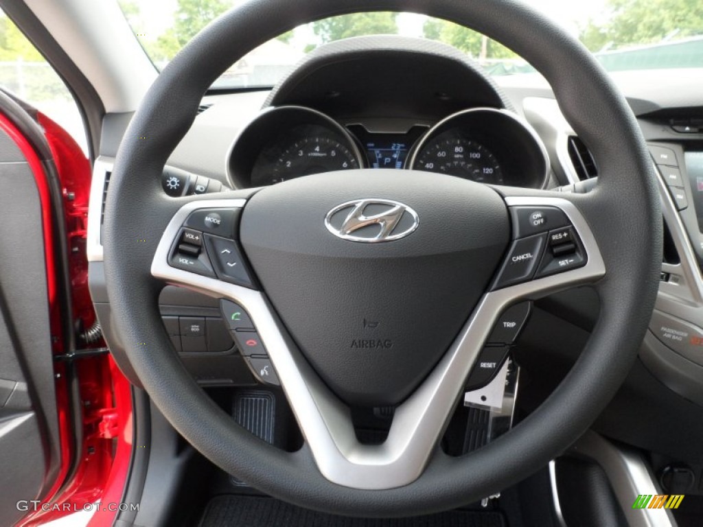 2012 Hyundai Veloster Standard Veloster Model Gray Steering Wheel Photo #63838905