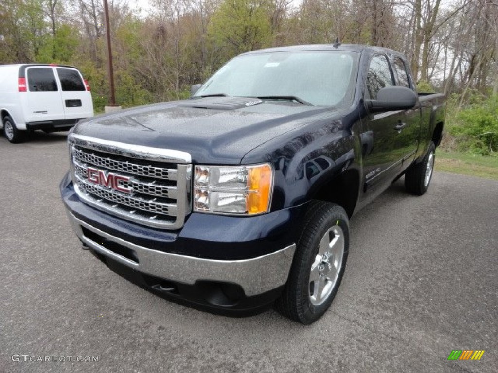 2012 Sierra 2500HD SLE Extended Cab 4x4 - Midnight Blue Metallic / Ebony photo #1