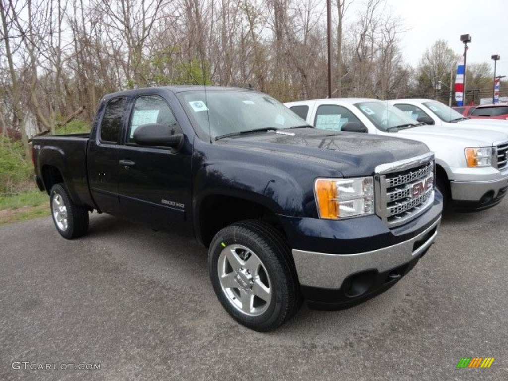 2012 Sierra 2500HD SLE Extended Cab 4x4 - Midnight Blue Metallic / Ebony photo #3