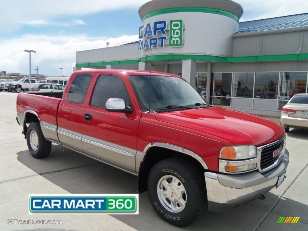 1999 Sierra 1500 SLT Extended Cab 4x4 - Fire Red / Pewter photo #1