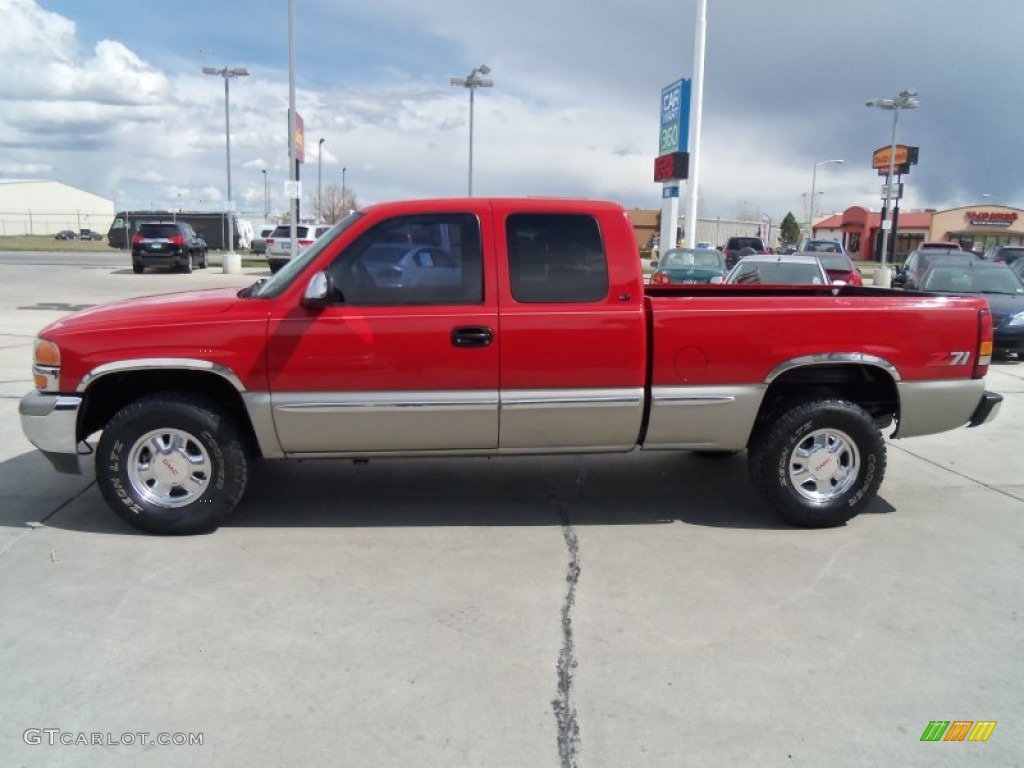 1999 Sierra 1500 SLT Extended Cab 4x4 - Fire Red / Pewter photo #6