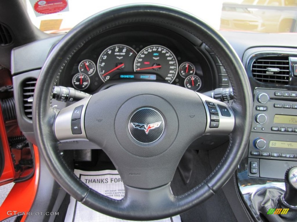 2011 Chevrolet Corvette Coupe Ebony Black Steering Wheel Photo #63844081