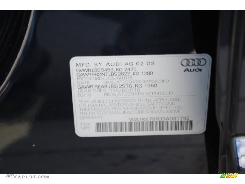 2009 Q5 3.2 Premium quattro - Deep Sea Blue Pearl Effect / Light Gray photo #17