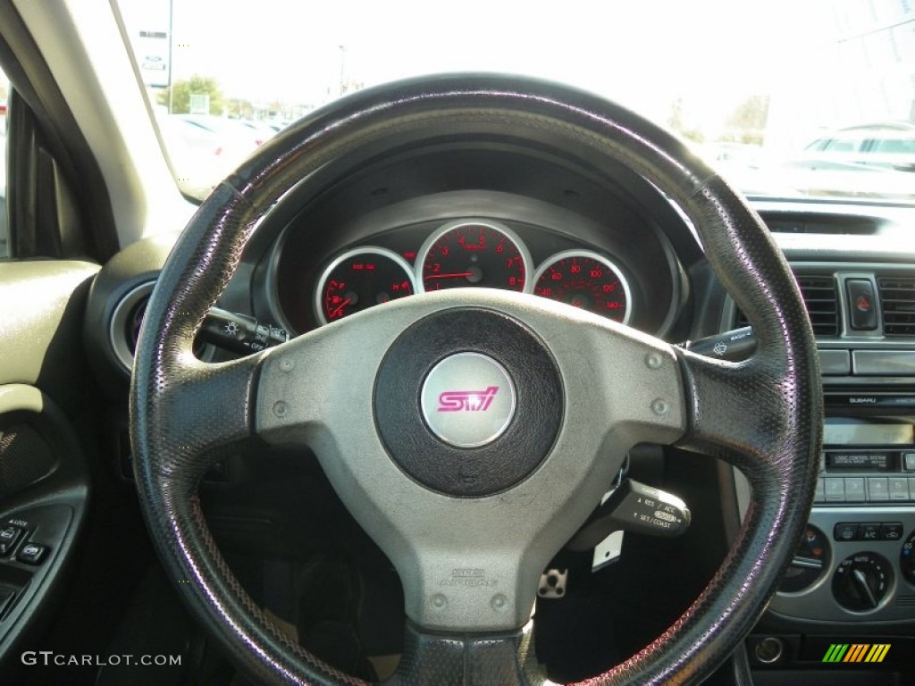 2004 Subaru Impreza WRX STi Blue Ecsaine/Black Steering Wheel Photo #63844698