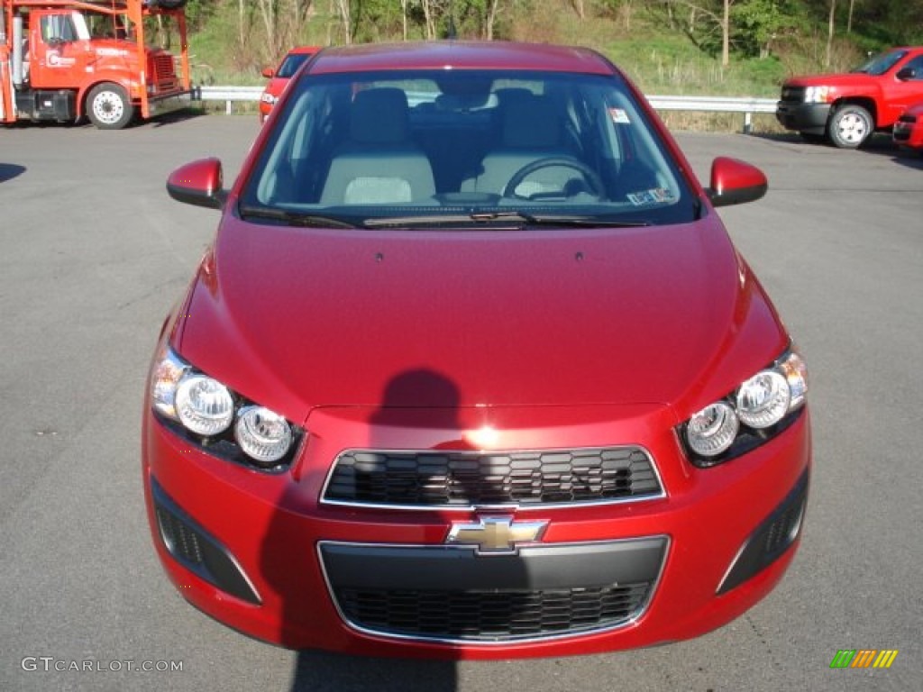 2012 Sonic LS Sedan - Crystal Red Tintcoat / Jet Black/Dark Titanium photo #3