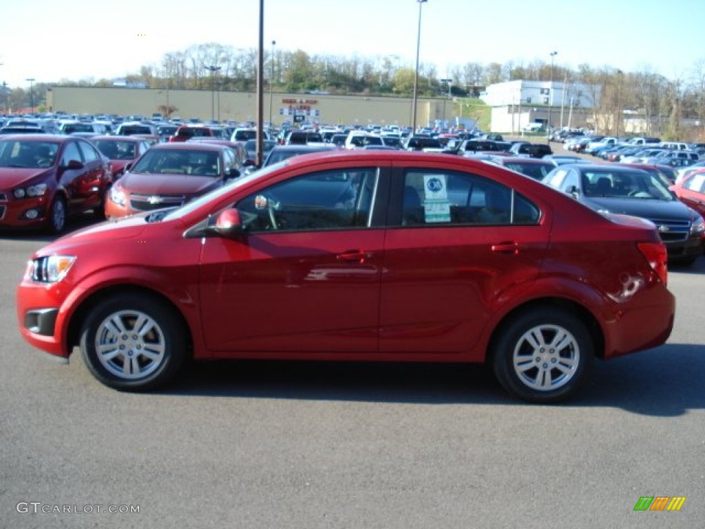 2012 Sonic LS Sedan - Crystal Red Tintcoat / Jet Black/Dark Titanium photo #5