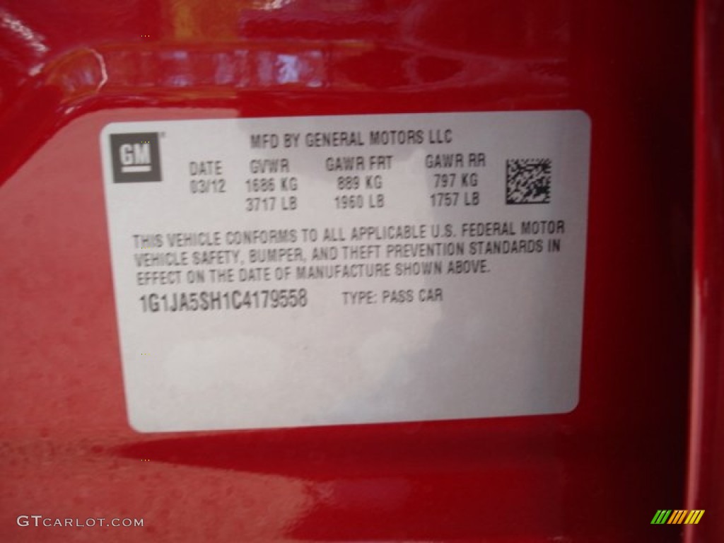 2012 Sonic LS Sedan - Crystal Red Tintcoat / Jet Black/Dark Titanium photo #20