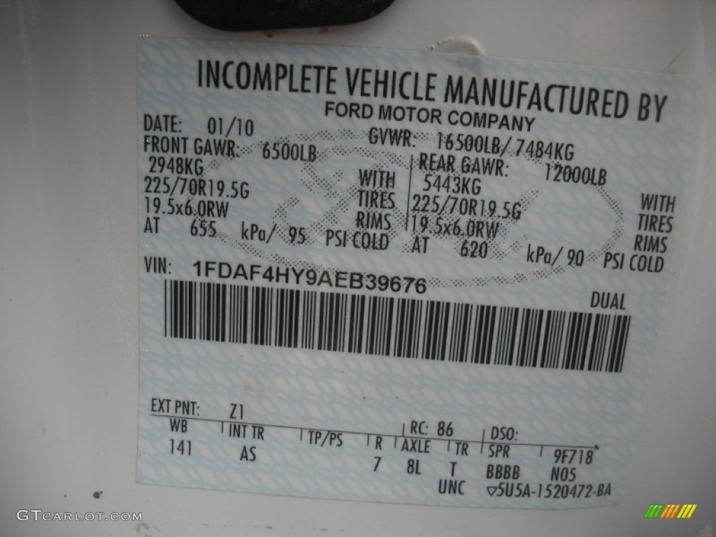 2010 Ford F450 Super Duty Regular Cab 4x4 Chassis Dump Truck Color Code Photos