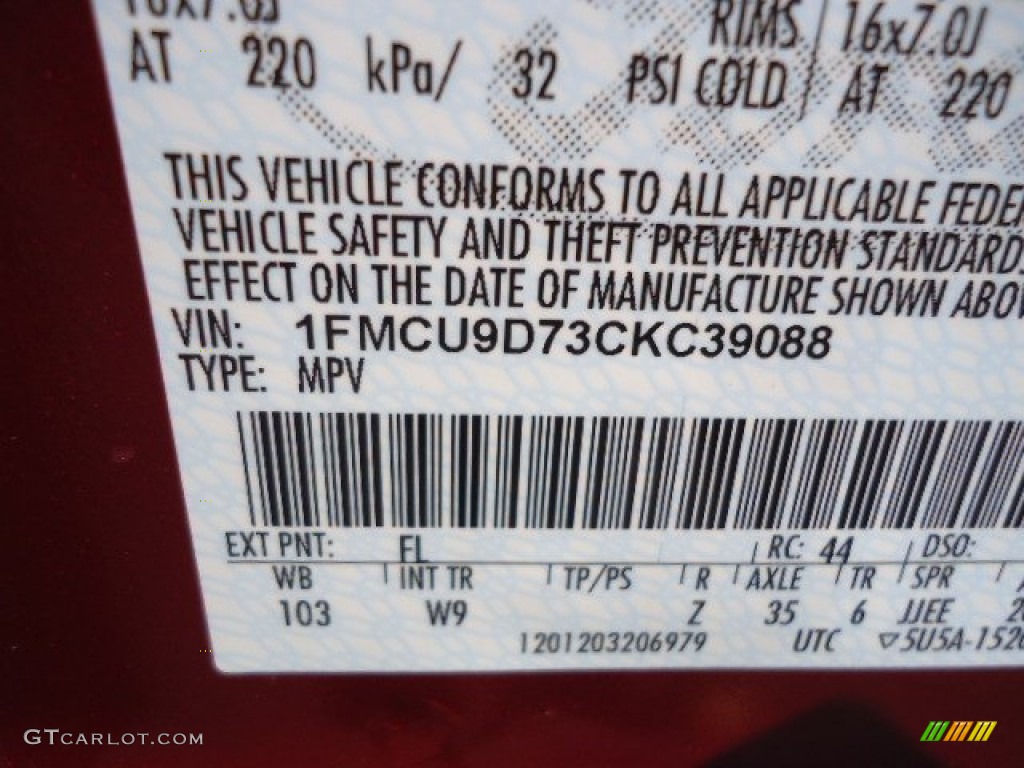 2012 Escape XLT 4WD - Toreador Red Metallic / Charcoal Black photo #13