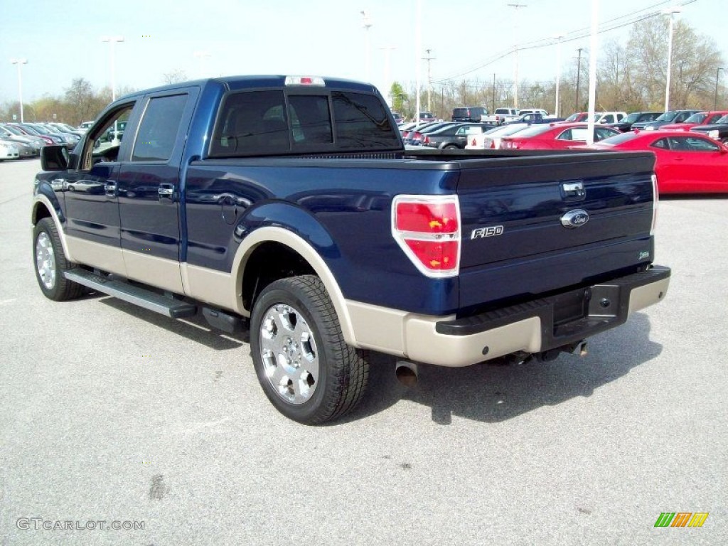 2010 F150 Lariat SuperCrew 4x4 - Dark Blue Pearl Metallic / Tan photo #2