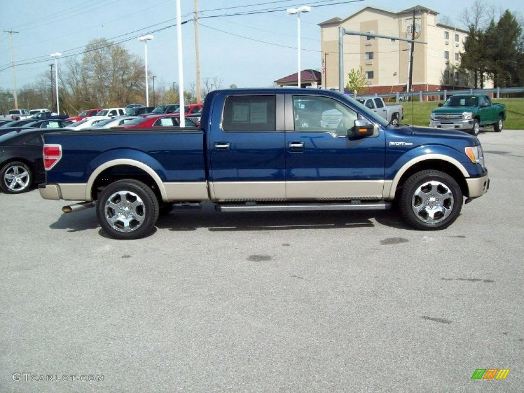 2010 F150 Lariat SuperCrew 4x4 - Dark Blue Pearl Metallic / Tan photo #3