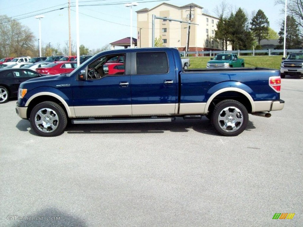 2010 F150 Lariat SuperCrew 4x4 - Dark Blue Pearl Metallic / Tan photo #12