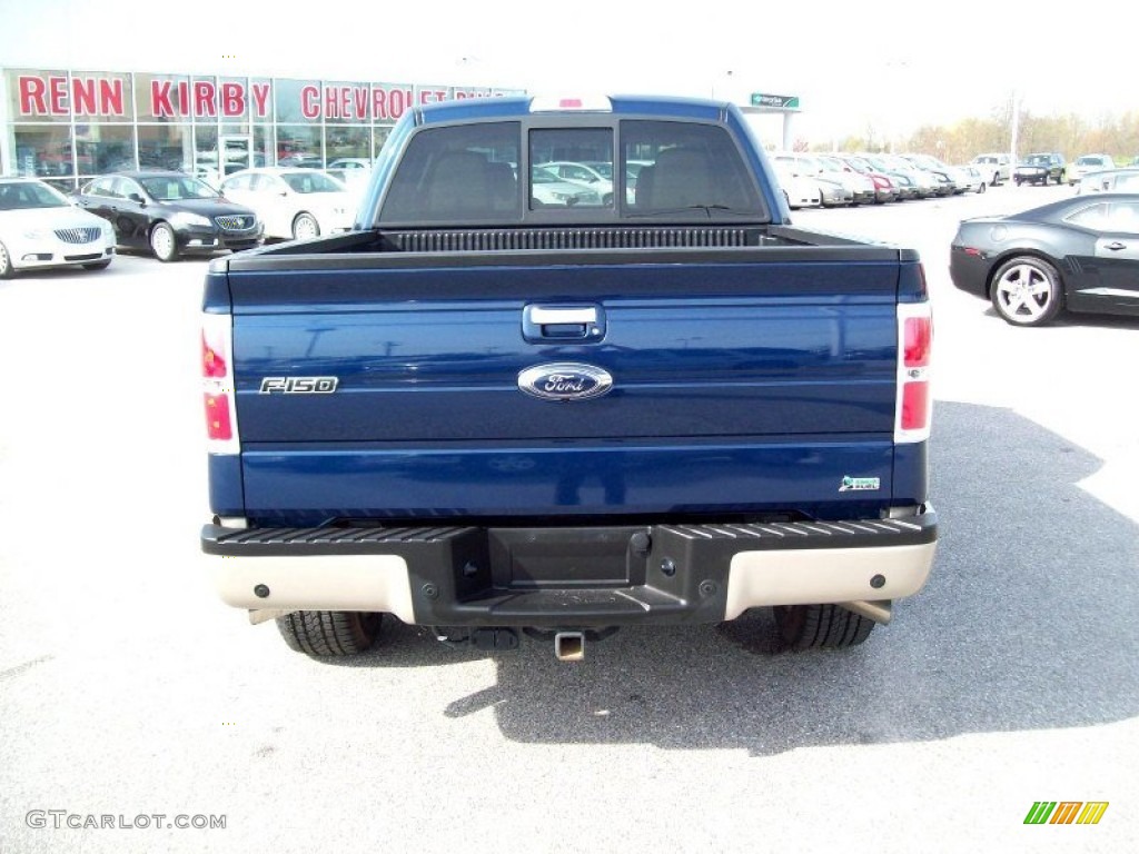 2010 F150 Lariat SuperCrew 4x4 - Dark Blue Pearl Metallic / Tan photo #13