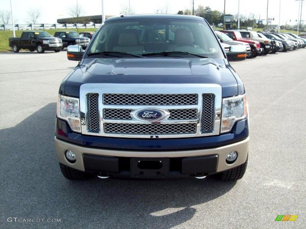 2010 F150 Lariat SuperCrew 4x4 - Dark Blue Pearl Metallic / Tan photo #14