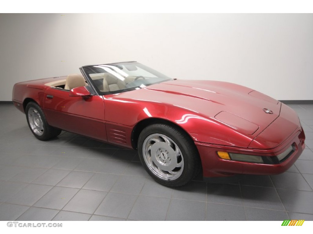 1994 Corvette Convertible - Dark Red Metallic / Light Beige photo #1