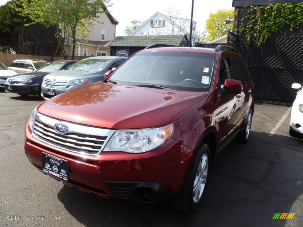 2009 Forester 2.5 X Premium - Camellia Red Pearl / Black photo #1