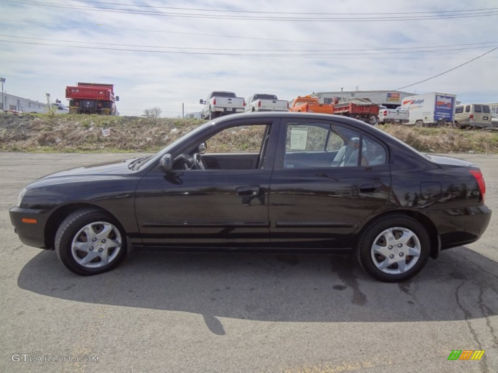 2006 Elantra GLS Sedan - Ebony Black / Gray photo #2
