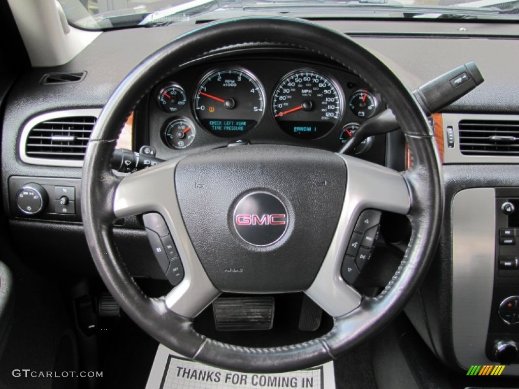 2008 GMC Sierra 2500HD SLT Extended Cab 4x4 Ebony Steering Wheel Photo #63876773