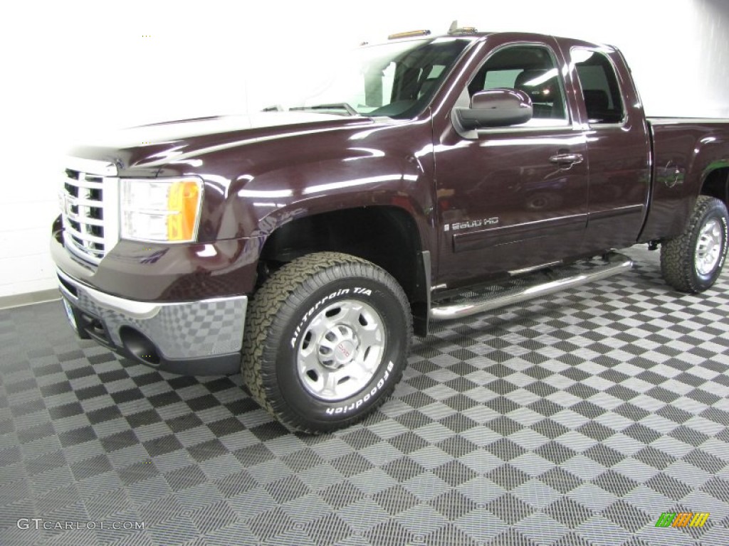 2008 Sierra 2500HD SLT Extended Cab 4x4 - Dark Crimson Red Metallic / Ebony photo #2