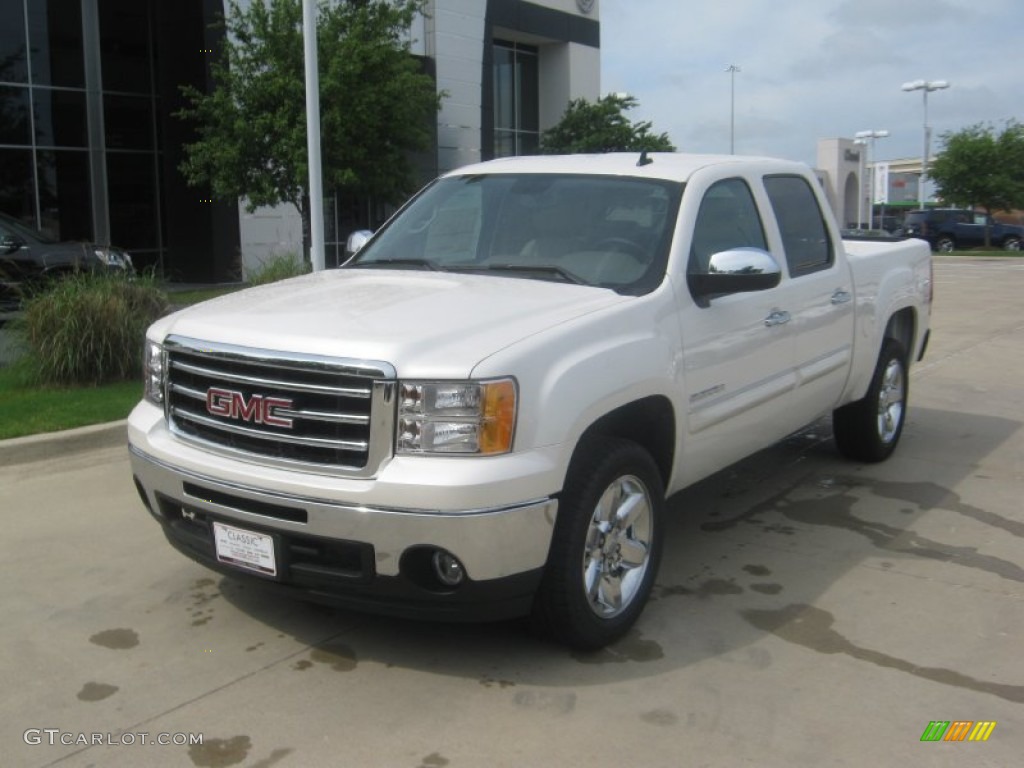 2012 Sierra 1500 SLE Crew Cab - White Diamond Tricoat / Very Dark Cashmere/Light Cashmere photo #1
