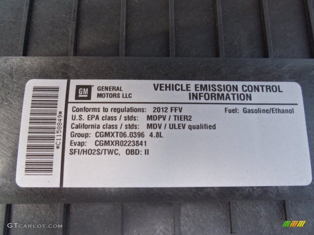 2012 Chevrolet Express 2500 Cargo Van Info Tag Photo #63887942