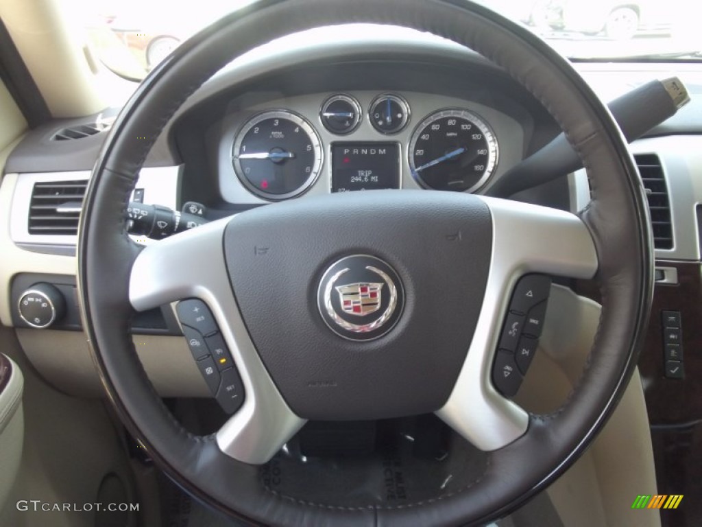2012 Cadillac Escalade Premium Cashmere/Cocoa Steering Wheel Photo #63888649