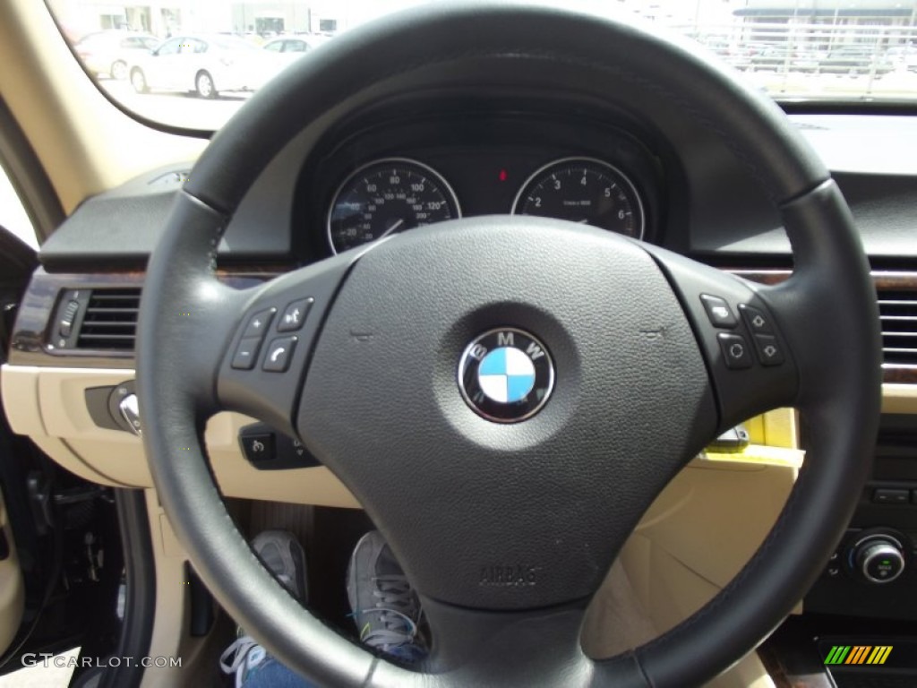 2011 BMW 3 Series 328i Sedan Beige Dakota Leather Steering Wheel Photo #63889210