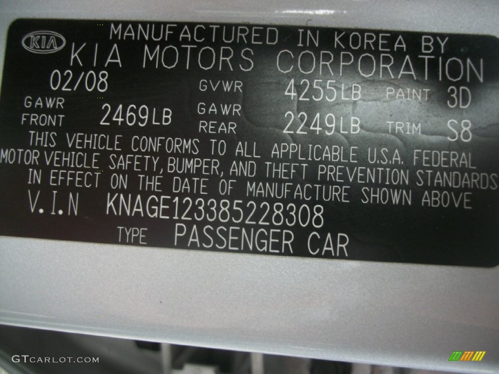 2008 Optima LX - Bright Silver Metallic / Gray photo #28