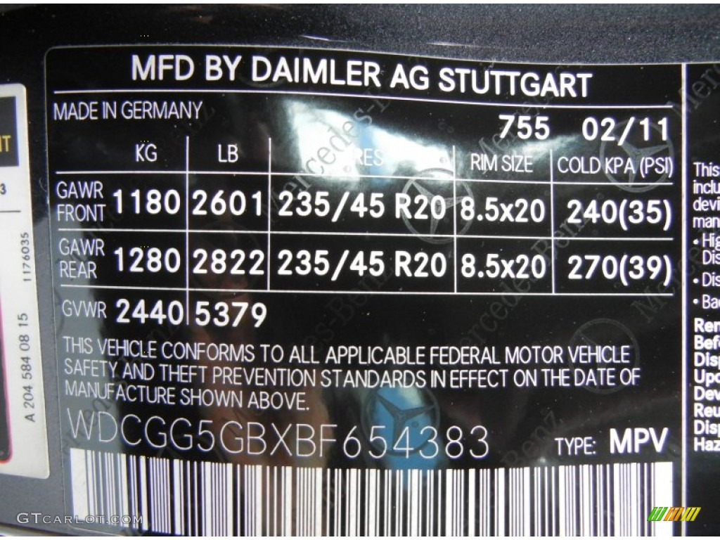 2011 GLK Color Code 755 for Steel Grey Metallic Photo #63892570
