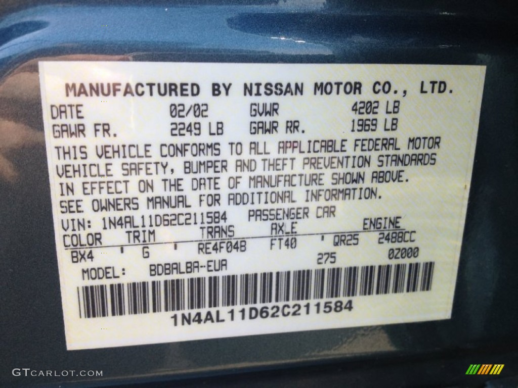 2002 Altima 2.5 S - Opal Blue Metallic / Charcoal Black photo #18