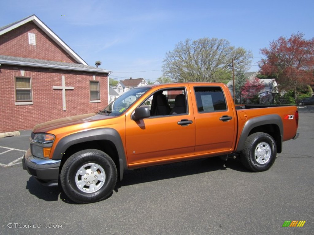 2006 Colorado LT Crew Cab 4x4 - Sunburst Orange Metallic / Very Dark Pewter photo #3