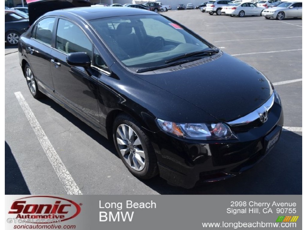 2010 Civic EX Sedan - Crystal Black Pearl / Beige photo #1